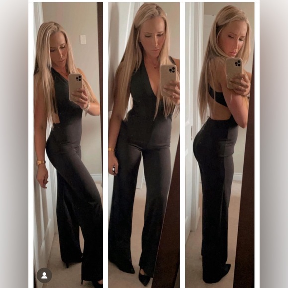 Black dressy pant jumpsuit size small - Picture 1 of 5